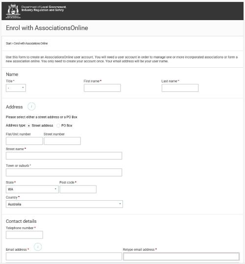 Screenshot of AssociationsOnline - Enrol Page