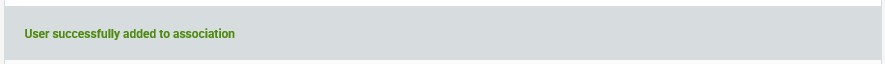Screenshot of AssociationsOnline - User successfully added