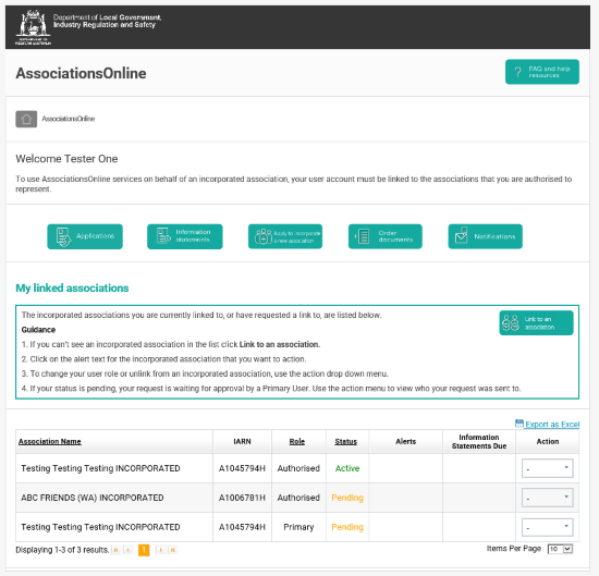 Screenshot of AssociationsOnline - Home Page
