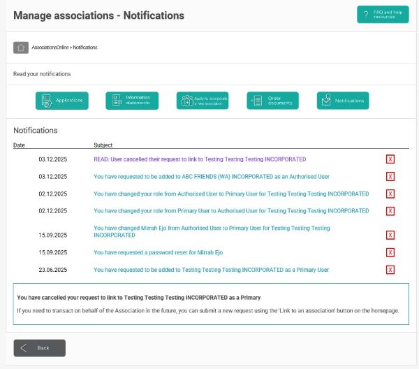 Screenshot of AssociationsOnline - Read Notifications