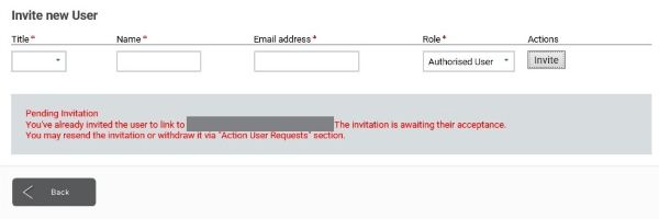 Screenshot of AssociationsOnline - Pending invitation message