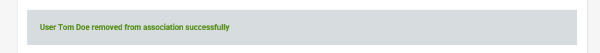 Screenshot of AssociationsOnline - User removed from association successfully message