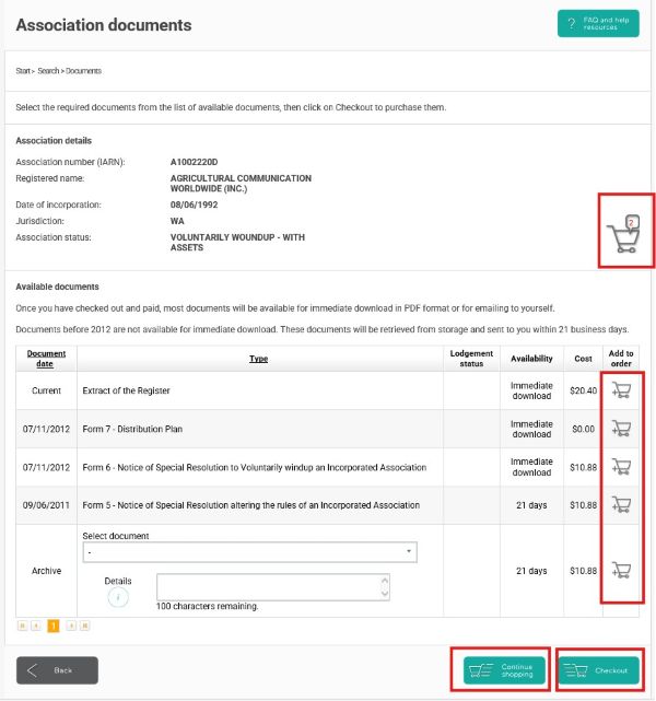 Screenshot of AssociationsOnline - Association Documents