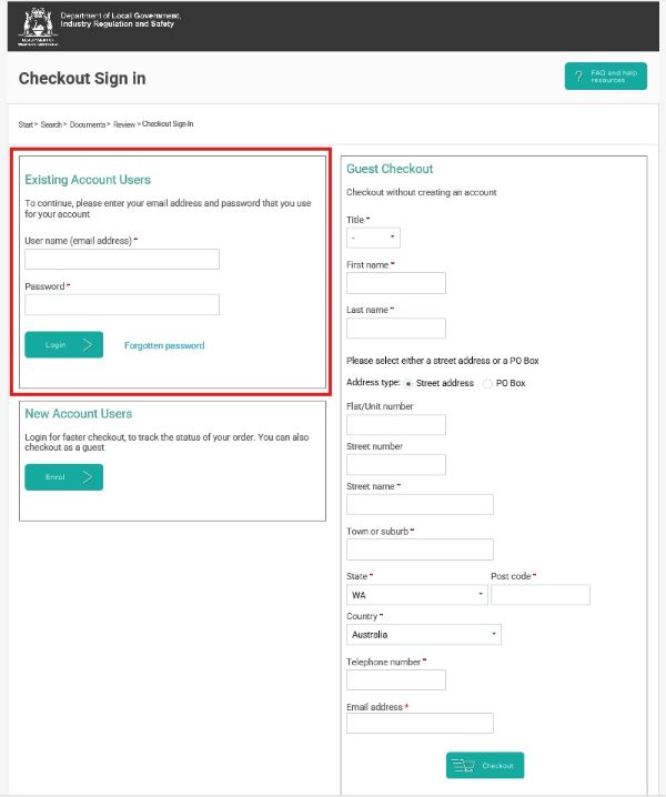 Screenshot of AssociationsOnline - Existing Account Users