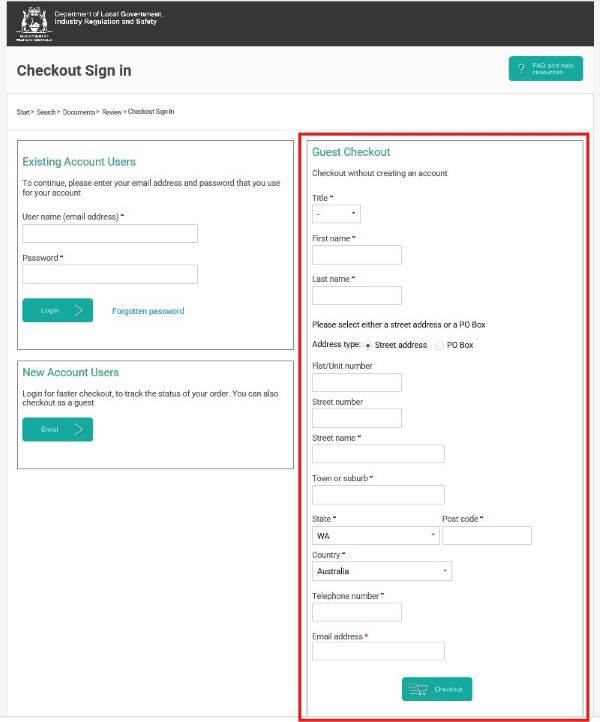 Screenshot of AssociationsOnline - Guest Checkout