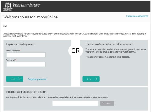 Screenshot of AssociationsOnline - Welcome page